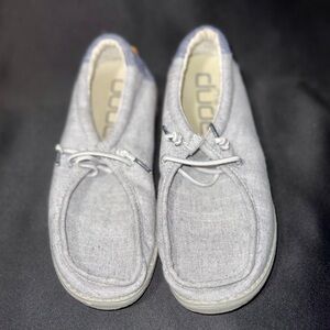 Hey Dude Wally stretch casual shoes in grey heather canvas fabric
